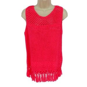 Lilly Pulitzer Womens Medium Limon Sleeveless Sweater Coral Reef Pink Shirt Top